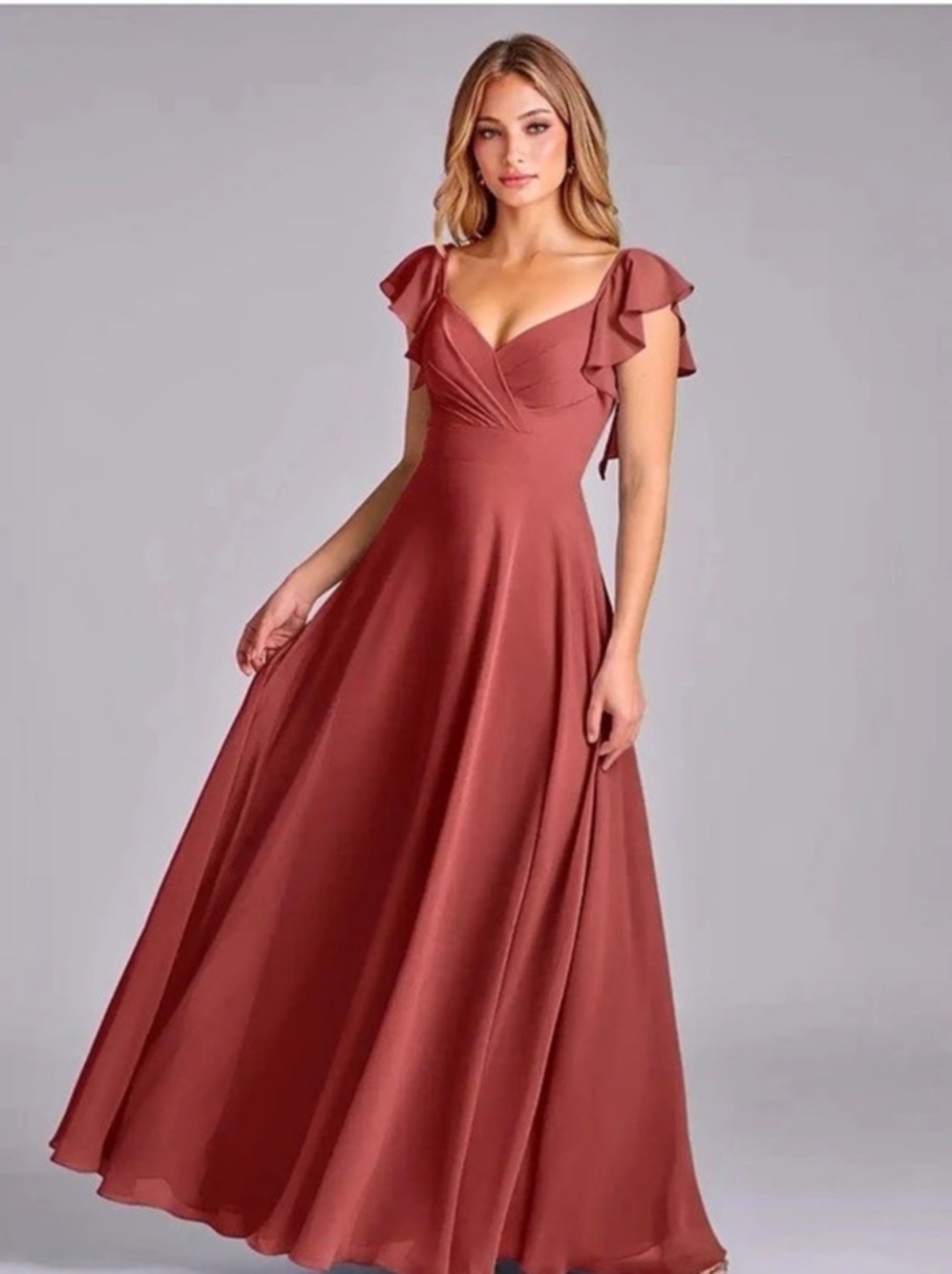 Azazie Juna Maxi Dress in terracotta NWT